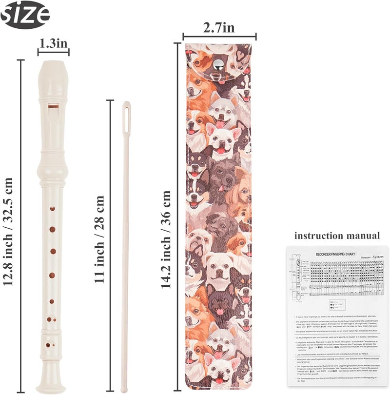 Haecsfl Recorder Instrument for Beginner Adults,8-Hole Soprano Descant Recorder Music Flute with with Cleaning Rod & Leather Case For Home Entertainment(2-Dense Dog) - Image 2